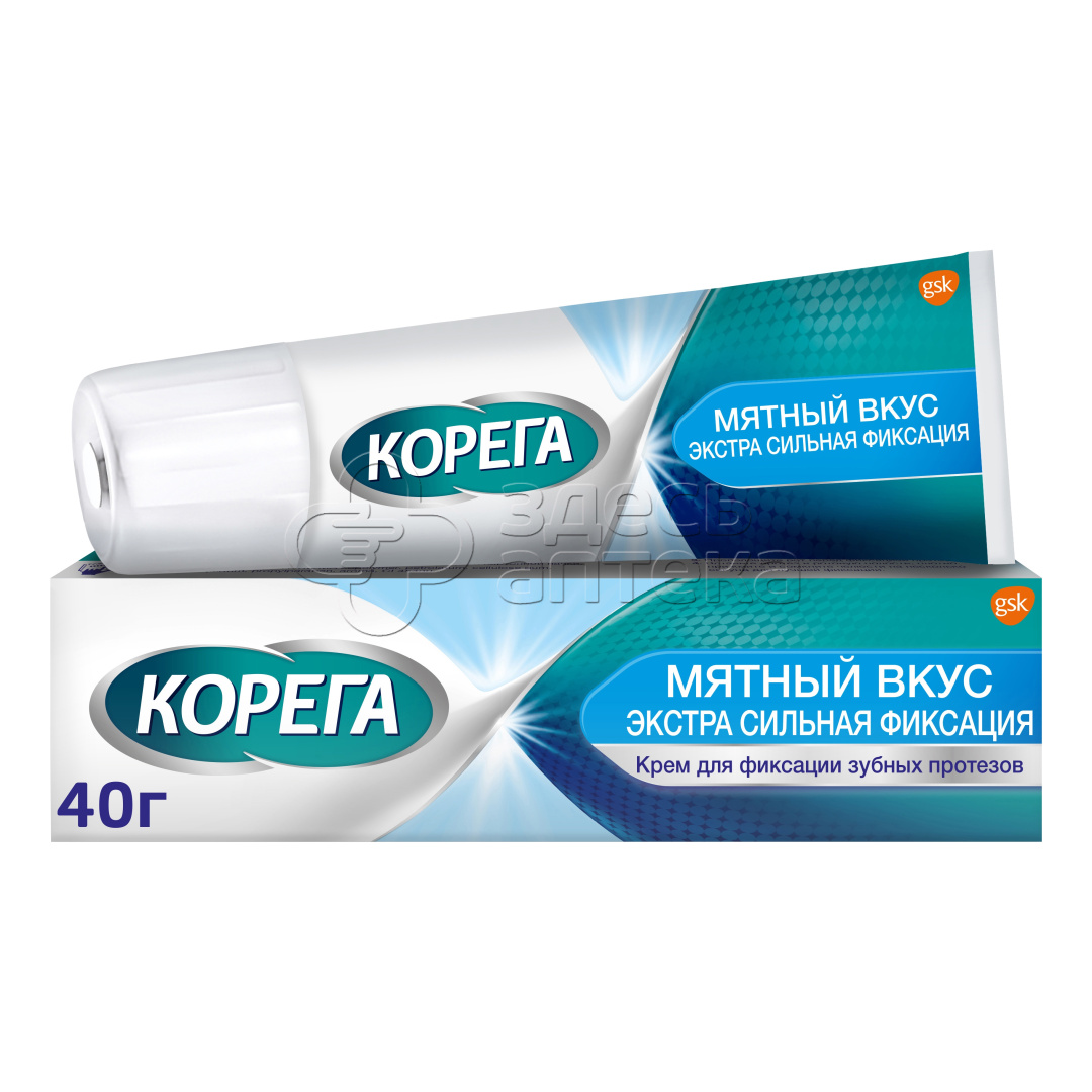Крем для фиксации зубных протезов Корега Экстра сильный, мятный, 40г ...