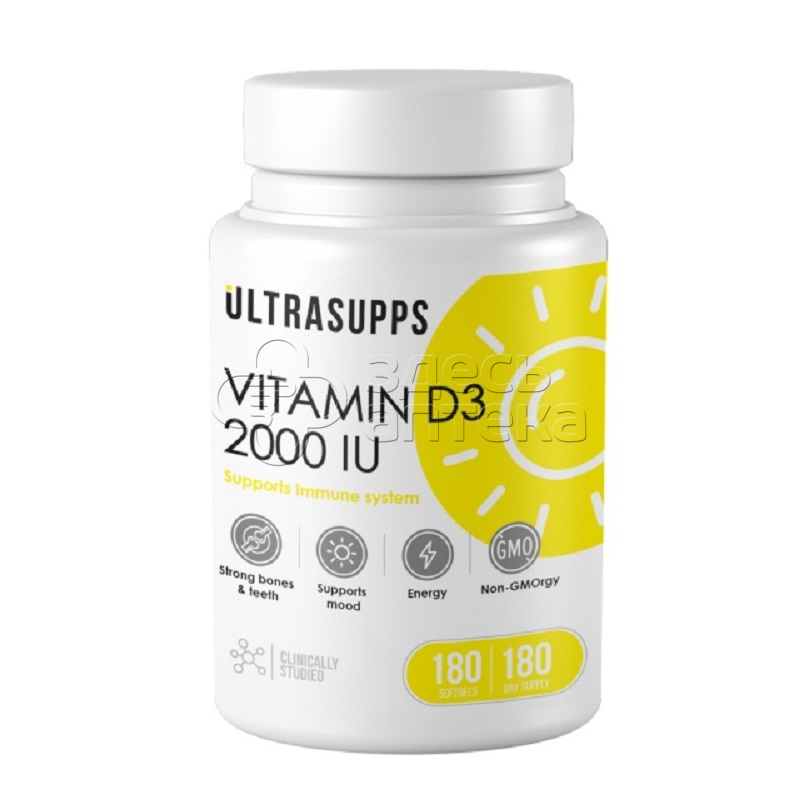 Ultrasupps Витамин Д3 2000МЕ капсулы, 180 шт купить в г. Тула | Купи ...