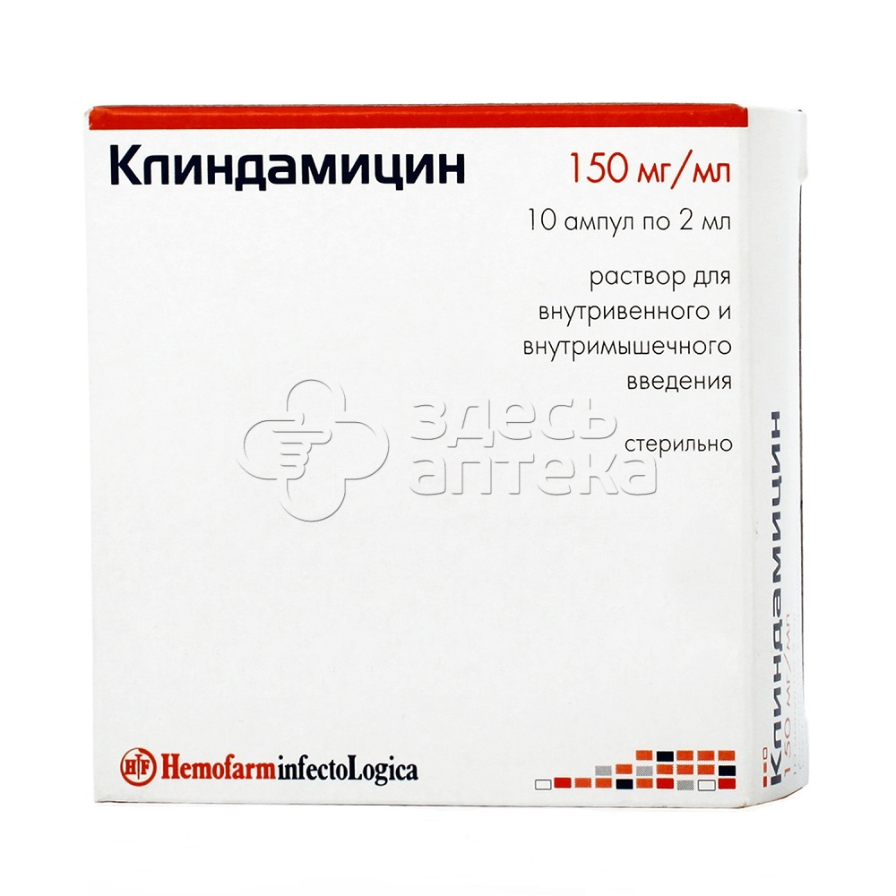 Клиндамицин р-р д/ин 15% 2мл N10 купить в г. Анапа, цена от 531.00 руб. 19  аптек в г. Анапа - ЗдесьАптека.ру