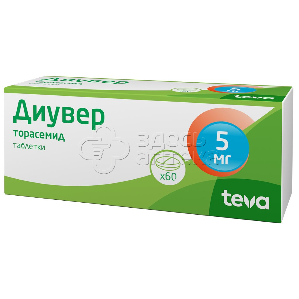 Диувер табл. 5мг N60 купить в г. Тула, цена от 789.00 руб. 97 аптек в г.  Тула - ЗдесьАптека.ру