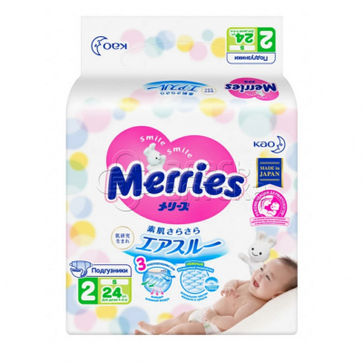 Подгузники для детей MERRIES 4-8 кг 24 шт