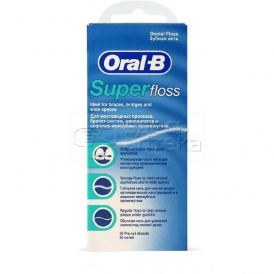 Зубная нить Oral-b Super Floss 50м