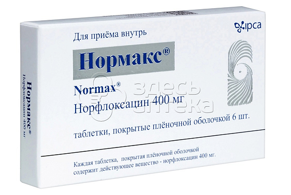 Normax Нормакс 400 мг покрытые оболочкой таблетки, 6 шт купить по цене 202 руб ...