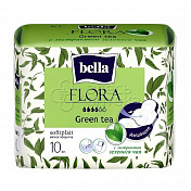 Прокладки Белла FLORA Green tea с экстрактом зеленого чая, 10 штук
