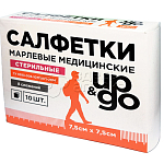 Салфетки стерильные медицинские марлевые UPandGO 7.5x7.5, 10 шт