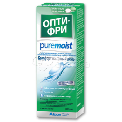 Опти-фри pure moist раствор д/линз 300мл+контейнер