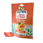 Alpine Caramel Альпийская Карамель леденцы детские с натуральным медом и витамином С вкус Апельсин пак. 75г (БАД)