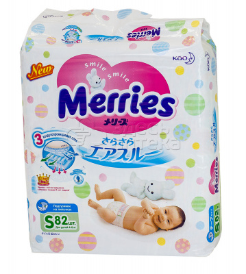 Подгузники д/детей MERRIES 4-8кг N82