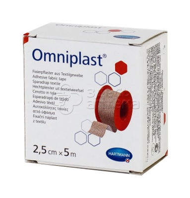 Пластырь Омнипласт Omniplast из текстильной ткани 2,5 см х 5 м