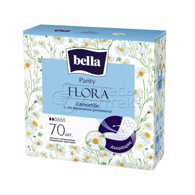 Прокладки Белла ежедневные Panty FLORA Camomile с экстрактом ромашки, 70 штук