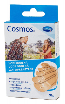 Пластырь Cosmos water-resistant 5 размеров водоотталкивающий, 20 шт