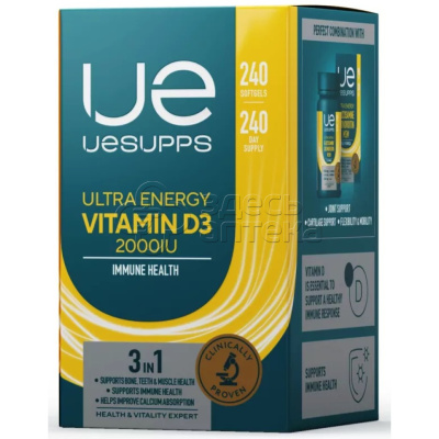 UESUPPS Ультра Энерджи Витамин D3 2000МЕ капс, 240 шт