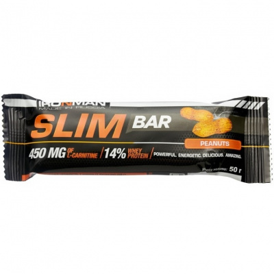 Батончик Slim Bar IRONMAN с L-карнитином 50г (орех тёмная глазурь)