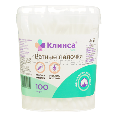 Ватные палочки Клинса банка, 100 шт