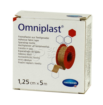 Пластырь Omniplast из текстильной ткани 1,25см х 5м