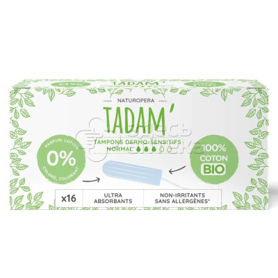 Тампоны TADAM Tampons Dermo-Sensitive 100% organic cotton Normal, 16 шт