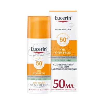 Eucerin Эуцерин гель-крем солнцезащитный для проблемной кожи лица SPF 50+, 50мл