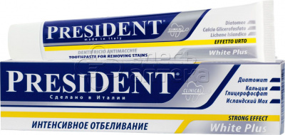 Зубная паста PRESIDENT White Plus (RDA 200) 30 мл