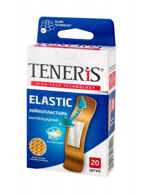 Лейкопластырь Teneris Elastic silver бактериц. на тканевой основе 19х76мм N20