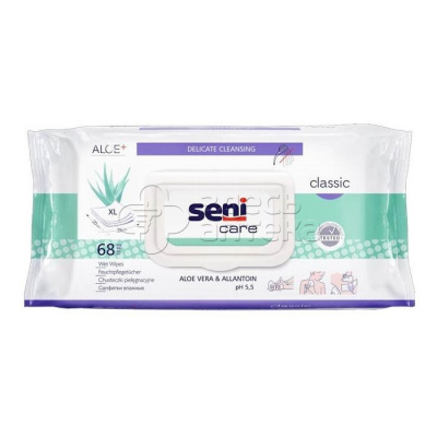 Seni Care Classic Салфетки влажные с алое вера и аллантоином, 68шт