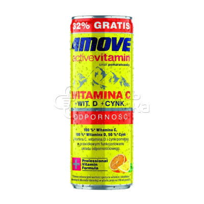 Напиток с витаминами 4MOVE газированный со вкусом апельсина, WITAMINA C + WIT. D + CYNK, 0,33 л