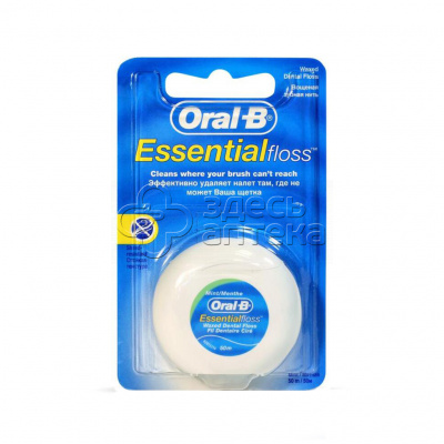 Зубная нить Oral-b Essential floss мятная вощеная, 50м