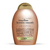 OGX Шампунь разглаживающий для укрепления волос Бразильский Кератин Ever Straight Brazilian Keratin Smooth 385мл